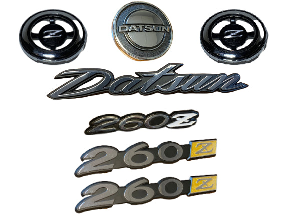 Datsun 260z complete emblem set NEW 1974 - Resurrected Classics
