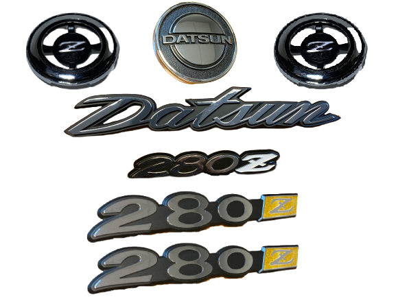 Datsun 280z complete emblem set NEW 1975-1978 - Resurrected Classics